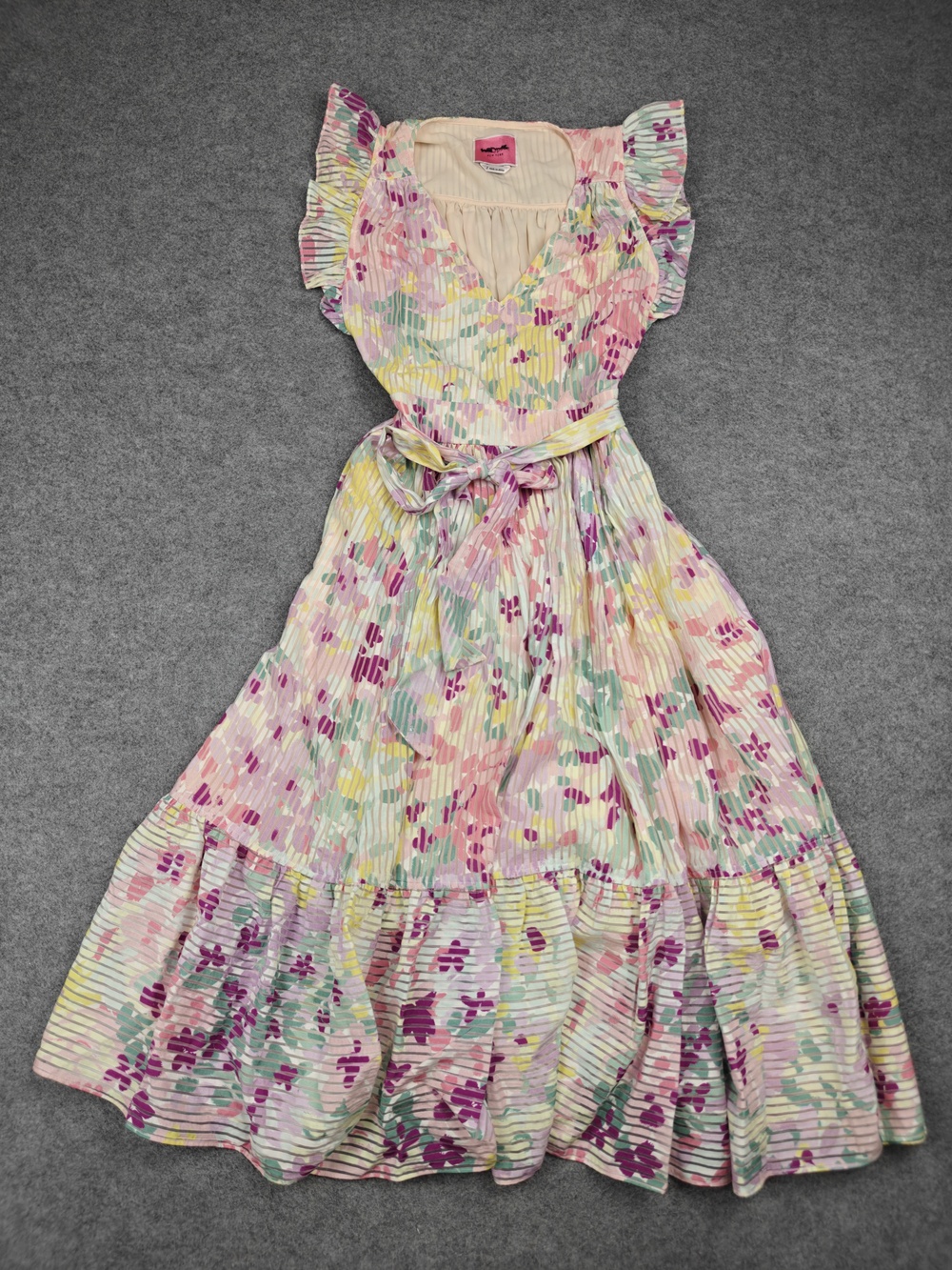 Kate Spade New York Dress Womens 2 Multicolor Fit & Flare Midi Flutter Sleeve